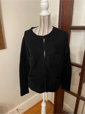 Boden Black Textured Knit Button-Up Cardigan US 14